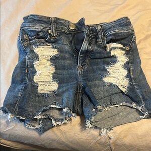 American Eagle Outfitters Blue Distressed Jean Shorts